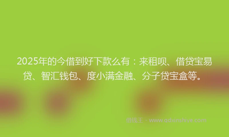 2025年的今借到好下款么有：来租呗、借贷宝易贷、智汇钱包、度小满金融、分子贷宝盒等。
