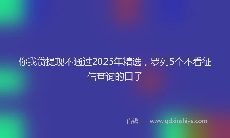 你我贷提现不通过2025年精选，罗列5个不看征信查询的口子