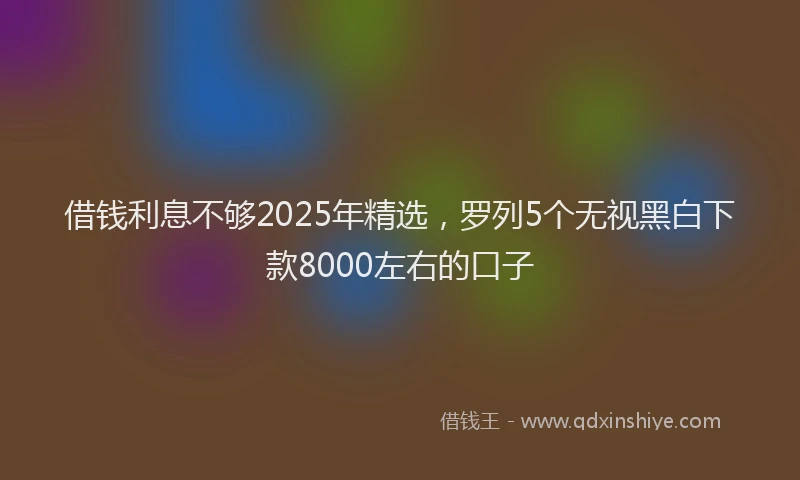 借钱利息不够2025年精选，罗列5个无视黑白下款8000左右的口子
