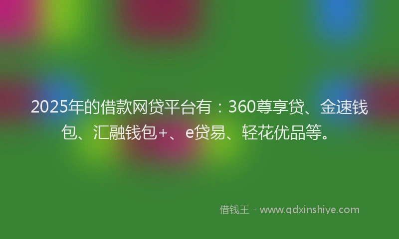 2025年的借款网贷平台有：360尊享贷、金速钱包、汇融钱包+、e贷易、轻花优品等。