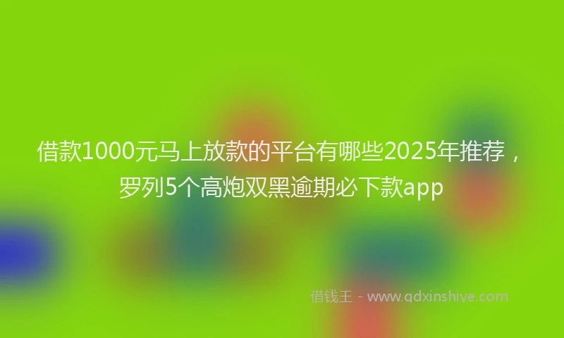 借款1000元马上放款的平台有哪些2025年推荐，罗列5个高炮双黑逾期必下款app