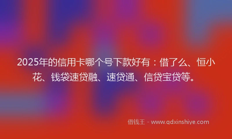 2025年的信用卡哪个号下款好有：借了么、恒小花、钱袋速贷融、速贷通、信贷宝贷等。