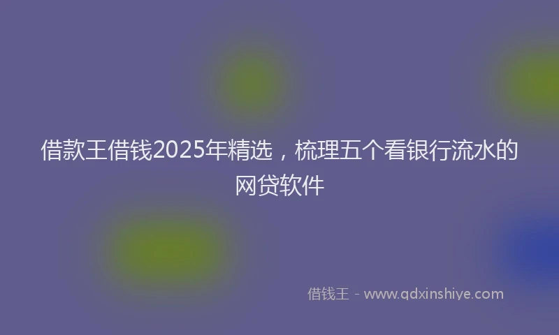 借款王借钱2025年精选，梳理五个看银行流水的网贷软件