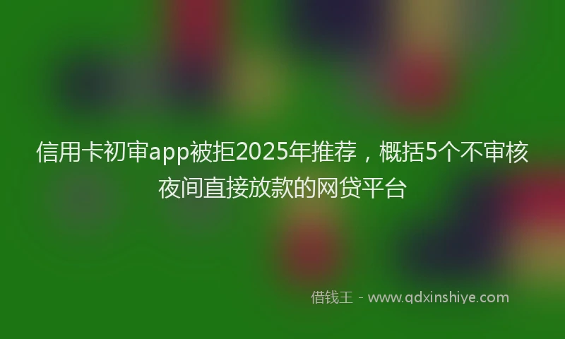 信用卡初审app被拒2025年推荐，概括5个不审核夜间直接放款的网贷平台