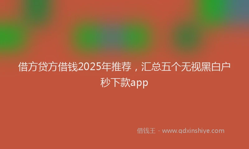借方贷方借钱2025年推荐，汇总五个无视黑白户秒下款app