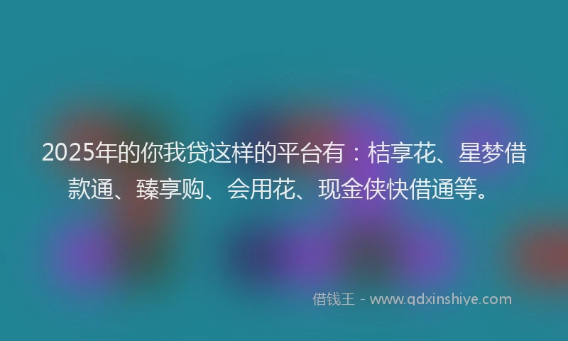 2025年的你我贷这样的平台有：桔享花、星梦借款通、臻享购、会用花、现金侠快借通等。