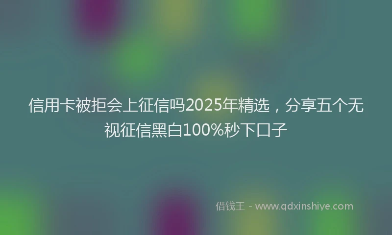 信用卡被拒会上征信吗2025年精选，分享五个无视征信黑白100%秒下口子