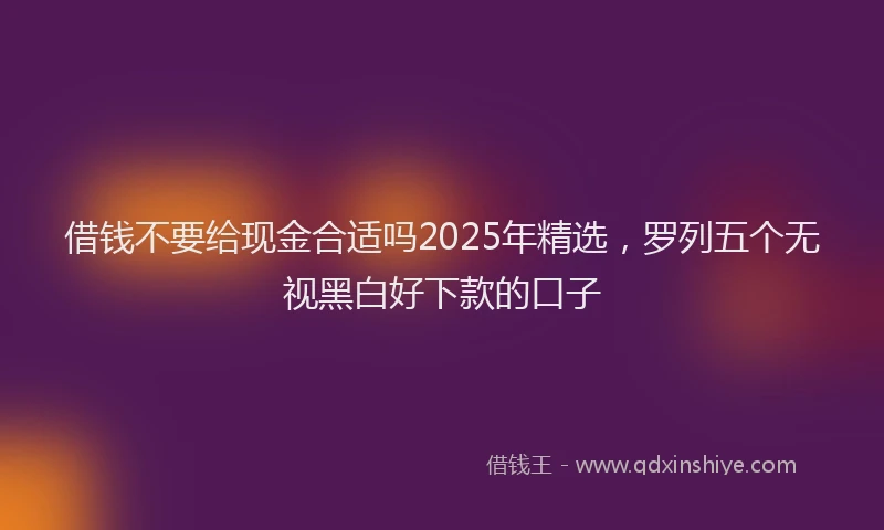 借钱不要给现金合适吗2025年精选，罗列五个无视黑白好下款的口子