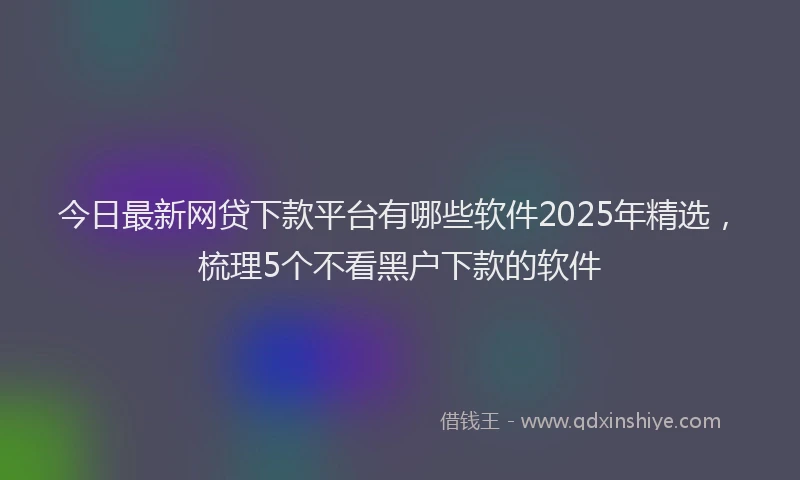 今日最新网贷下款平台有哪些软件2025年精选，梳理5个不看黑户下款的软件