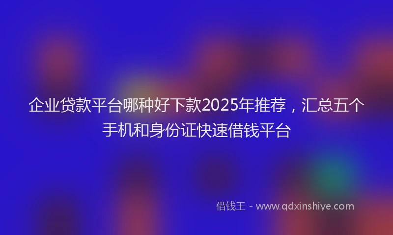 企业贷款平台哪种好下款2025年推荐，汇总五个手机和身份证快速借钱平台