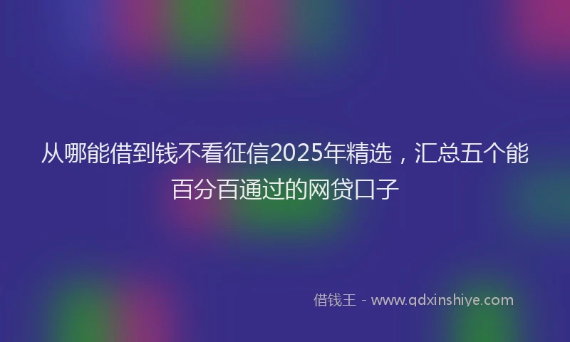 从哪能借到钱不看征信2025年精选，汇总五个能百分百通过的网贷口子