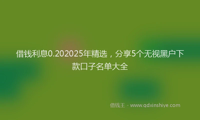 借钱利息0.202025年精选，分享5个无视黑户下款口子名单大全