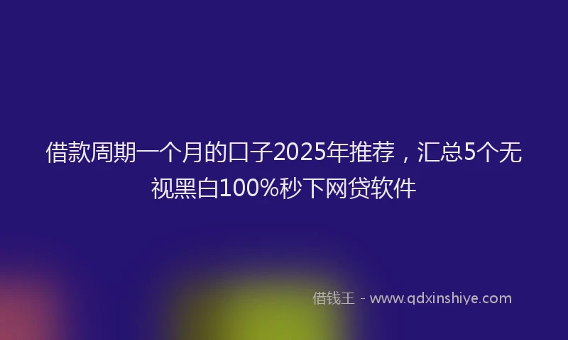 借款周期一个月的口子2025年推荐，汇总5个无视黑白100%秒下网贷软件
