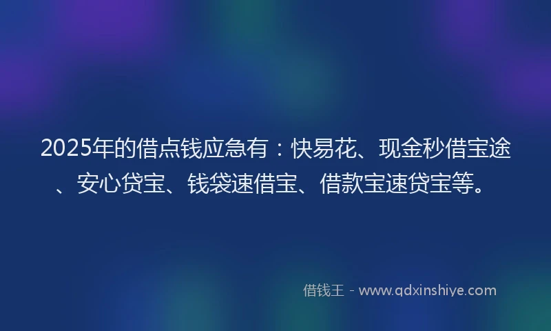 2025年的借点钱应急有：快易花、现金秒借宝途、安心贷宝、钱袋速借宝、借款宝速贷宝等。