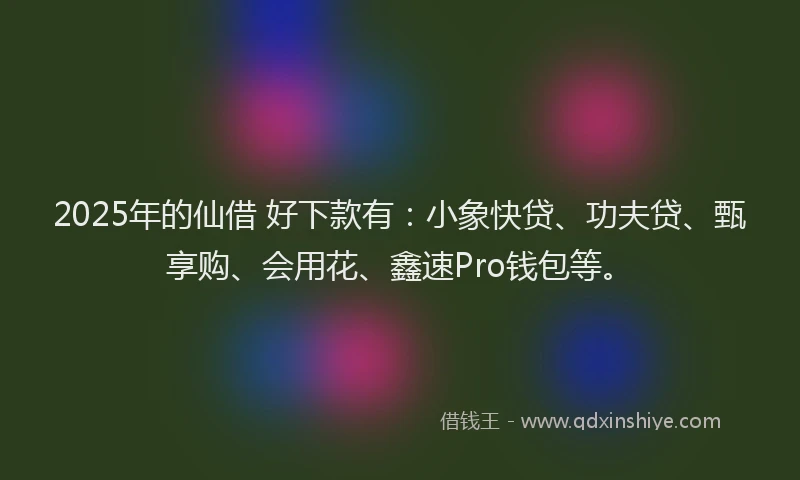 2025年的仙借 好下款有：小象快贷、功夫贷、甄享购、会用花、鑫速Pro钱包等。