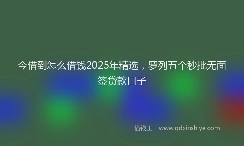 今借到怎么借钱2025年精选，罗列五个秒批无面签贷款口子