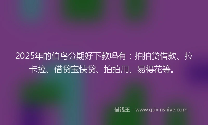 2025年的伯鸟分期好下款吗有：拍拍贷借款、拉卡拉、借贷宝快贷、拍拍用、易得花等。