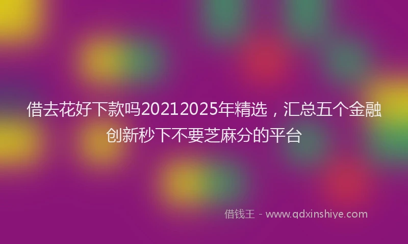 借去花好下款吗20212025年精选，汇总五个金融创新秒下不要芝麻分的平台