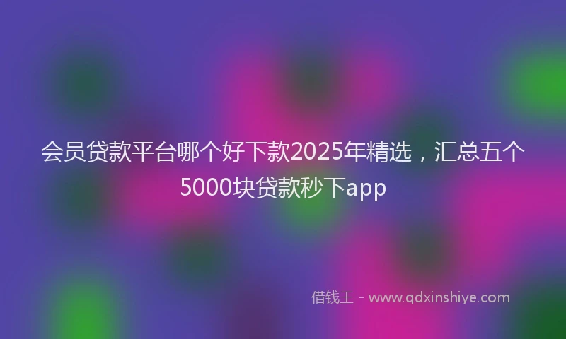 会员贷款平台哪个好下款2025年精选，汇总五个5000块贷款秒下app