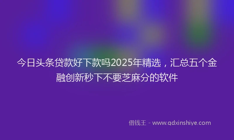 今日头条贷款好下款吗2025年精选，汇总五个金融创新秒下不要芝麻分的软件