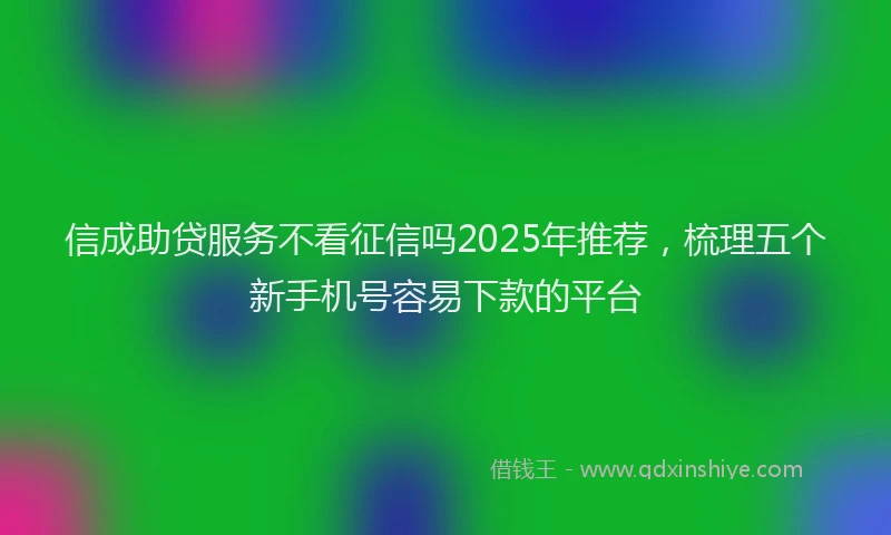 信成助贷服务不看征信吗2025年推荐，梳理五个新手机号容易下款的平台