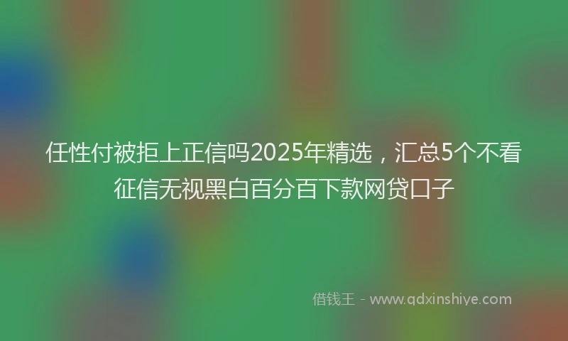 任性付被拒上正信吗2025年精选，汇总5个不看征信无视黑白百分百下款网贷口子