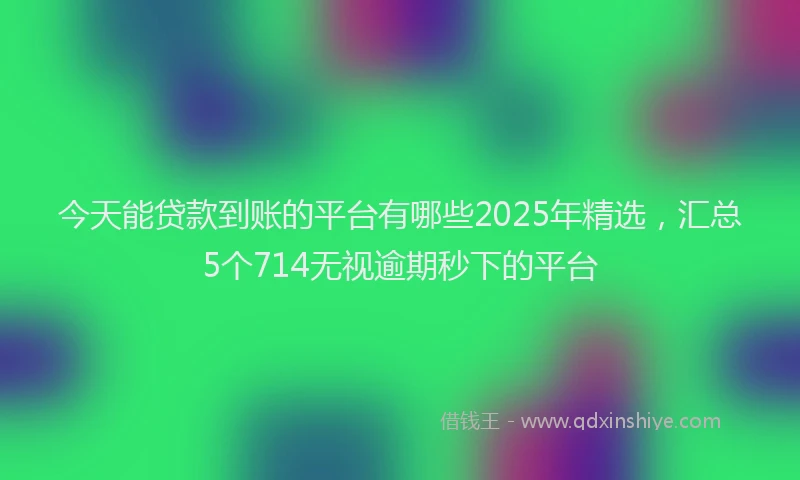 今天能贷款到账的平台有哪些2025年精选，汇总5个714无视逾期秒下的平台