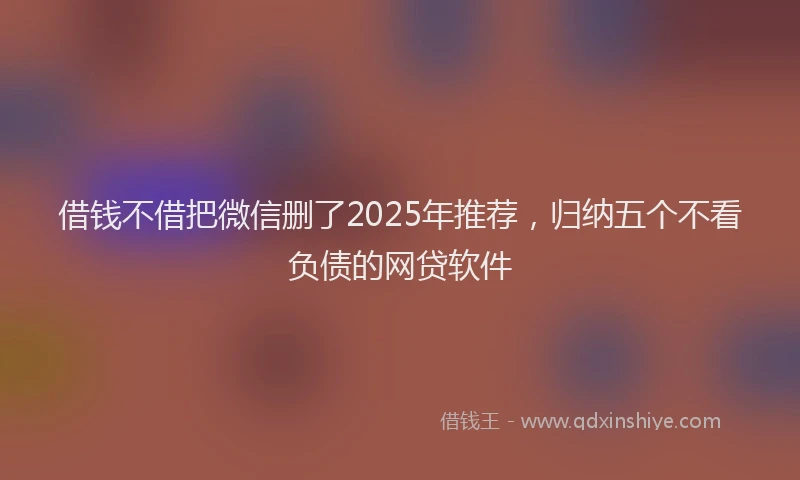 借钱不借把微信删了2025年推荐，归纳五个不看负债的网贷软件