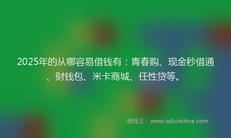 2025年的从哪容易借钱有：青春购、现金秒借通、财钱包、米卡商城、任性贷等。