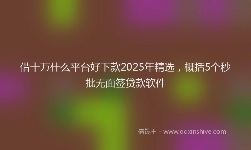借十万什么平台好下款2025年精选，概括5个秒批无面签贷款软件