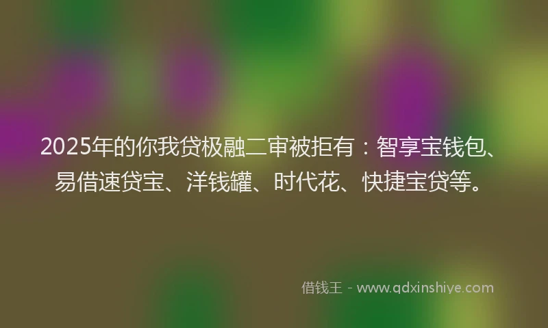2025年的你我贷极融二审被拒有：智享宝钱包、易借速贷宝、洋钱罐、时代花、快捷宝贷等。