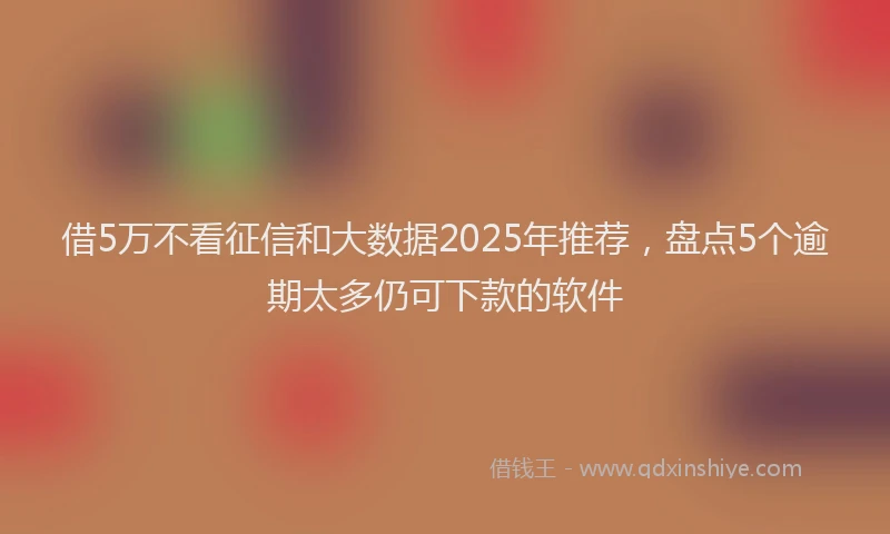 借5万不看征信和大数据2025年推荐，盘点5个逾期太多仍可下款的软件