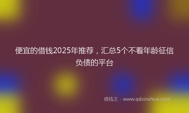 便宜的借钱2025年推荐，汇总5个不看年龄征信负债的平台
