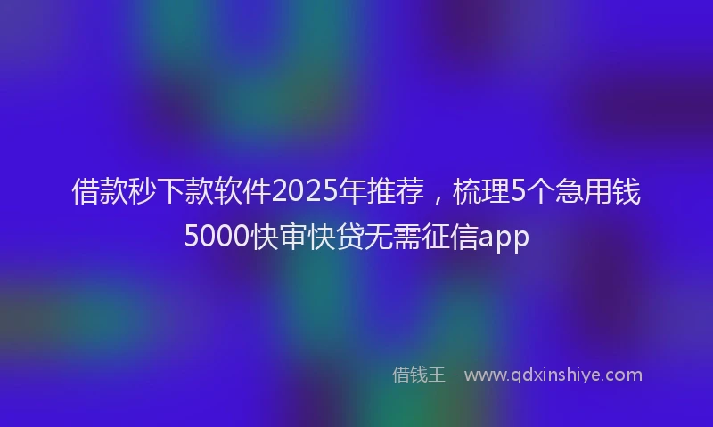 借款秒下款软件2025年推荐，梳理5个急用钱5000快审快贷无需征信app
