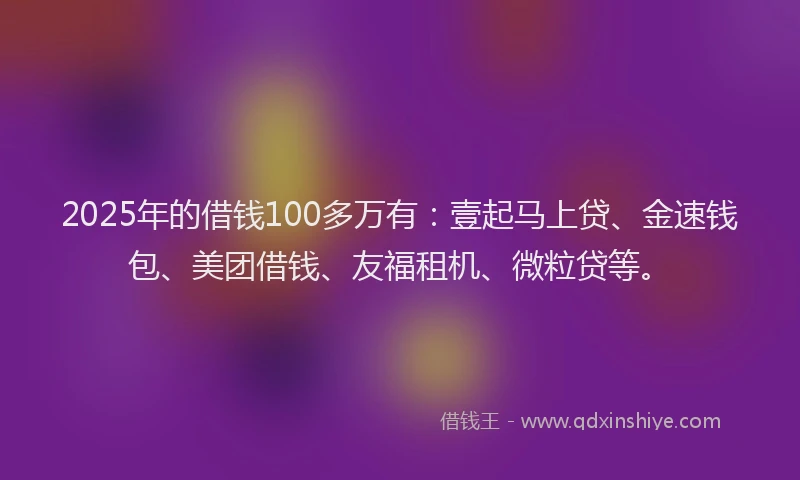 2025年的借钱100多万有：壹起马上贷、金速钱包、美团借钱、友福租机、微粒贷等。