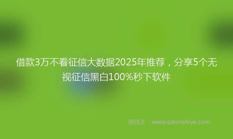 借款3万不看征信大数据2025年推荐，分享5个无视征信黑白100%秒下软件