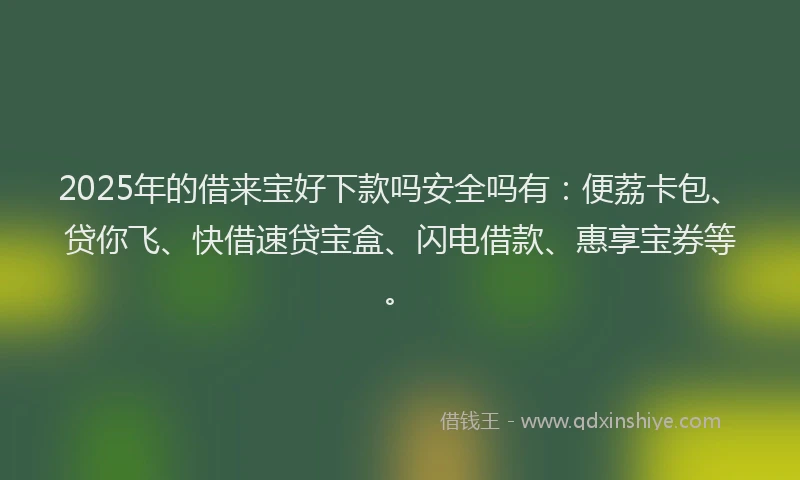 2025年的借来宝好下款吗安全吗有：便荔卡包、贷你飞、快借速贷宝盒、闪电借款、惠享宝券等。