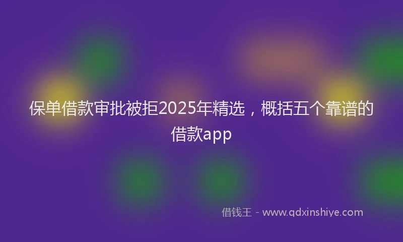 保单借款审批被拒2025年精选，概括五个靠谱的借款app