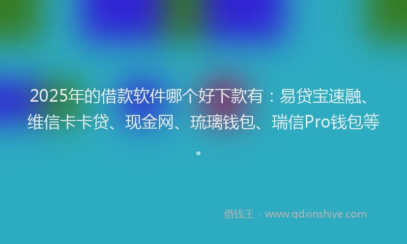 2025年的借款软件哪个好下款有：易贷宝速融、维信卡卡贷、现金网、琉璃钱包、瑞信Pro钱包等。