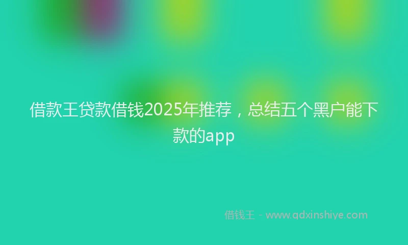 借款王贷款借钱2025年推荐，总结五个黑户能下款的app