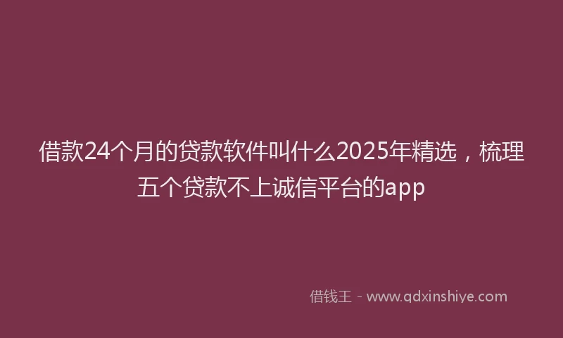 借款24个月的贷款软件叫什么2025年精选，梳理五个贷款不上诚信平台的app