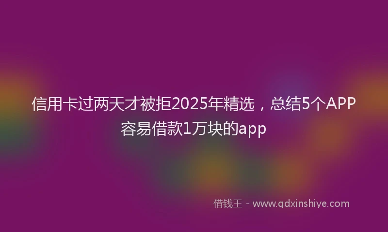 信用卡过两天才被拒2025年精选，总结5个APP容易借款1万块的app