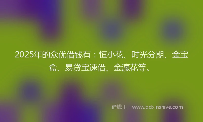 2025年的众优借钱有：恒小花、时光分期、金宝盒、易贷宝速借、金瀛花等。