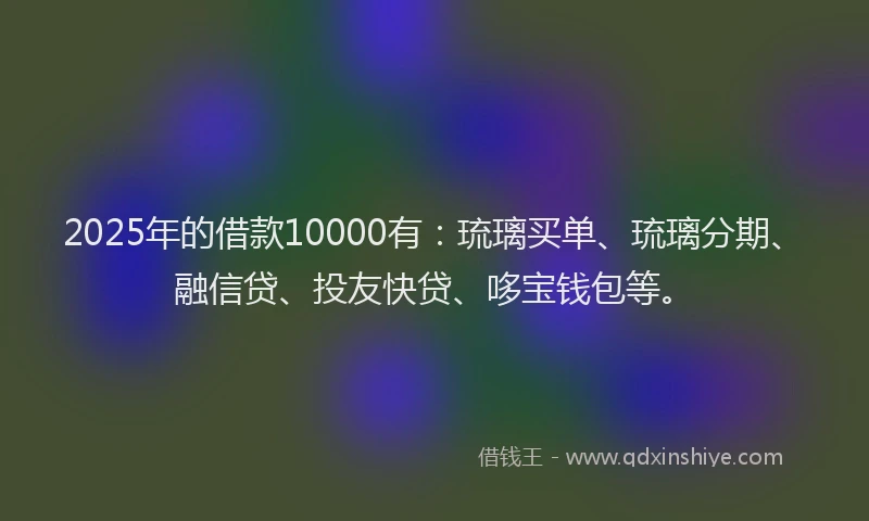 2025年的借款10000有：琉璃买单、琉璃分期、融信贷、投友快贷、哆宝钱包等。