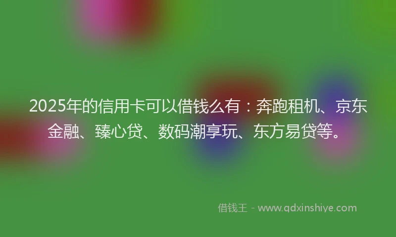 2025年的信用卡可以借钱么有：奔跑租机、京东金融、臻心贷、数码潮享玩、东方易贷等。