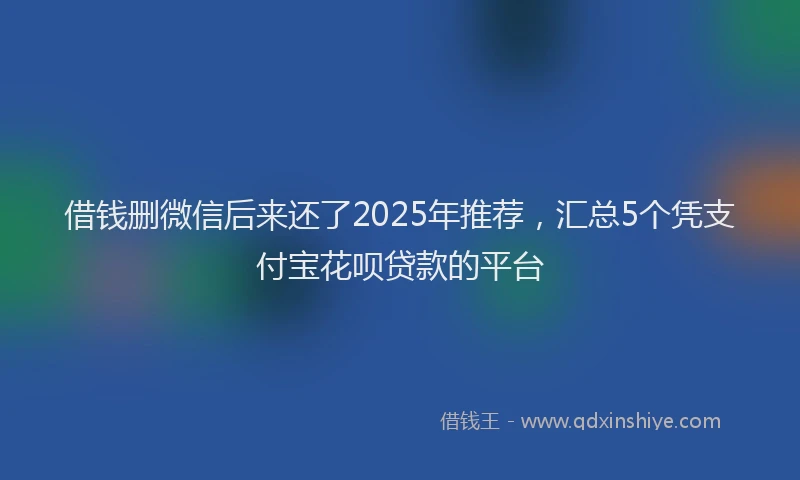 借钱删微信后来还了2025年推荐，汇总5个凭支付宝花呗贷款的平台