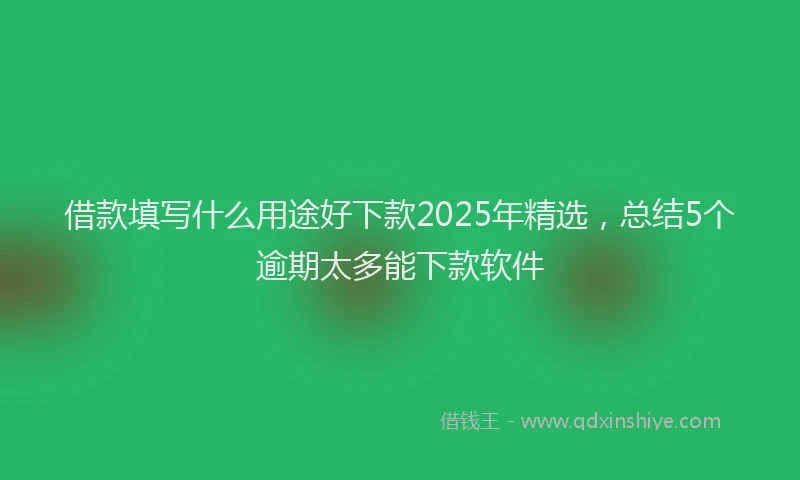 借款填写什么用途好下款2025年精选，总结5个逾期太多能下款软件