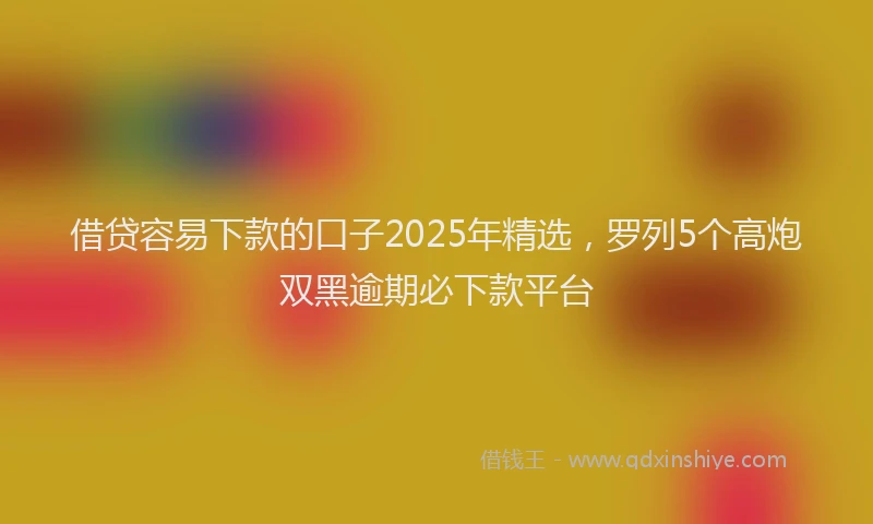 借贷容易下款的口子2025年精选，罗列5个高炮双黑逾期必下款平台