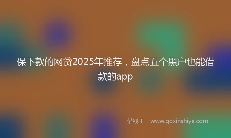 保下款的网贷2025年推荐，盘点五个黑户也能借款的app
