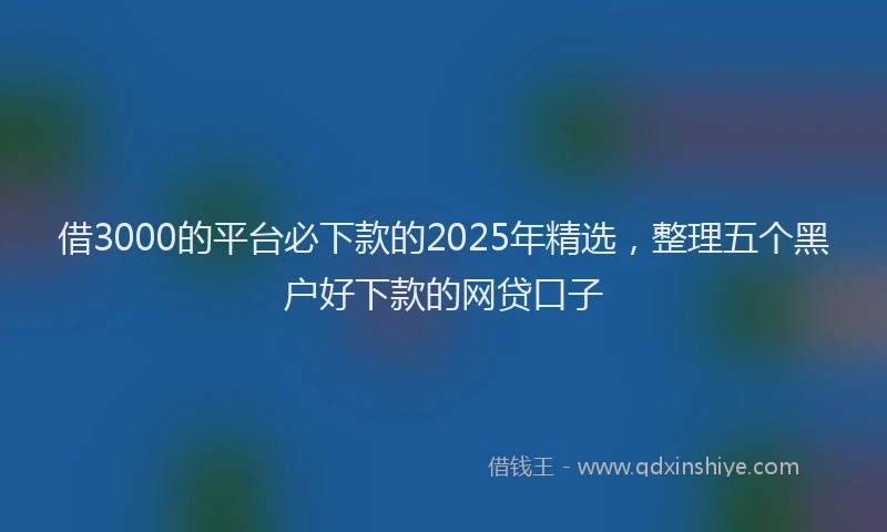 借3000的平台必下款的2025年精选，整理五个黑户好下款的网贷口子